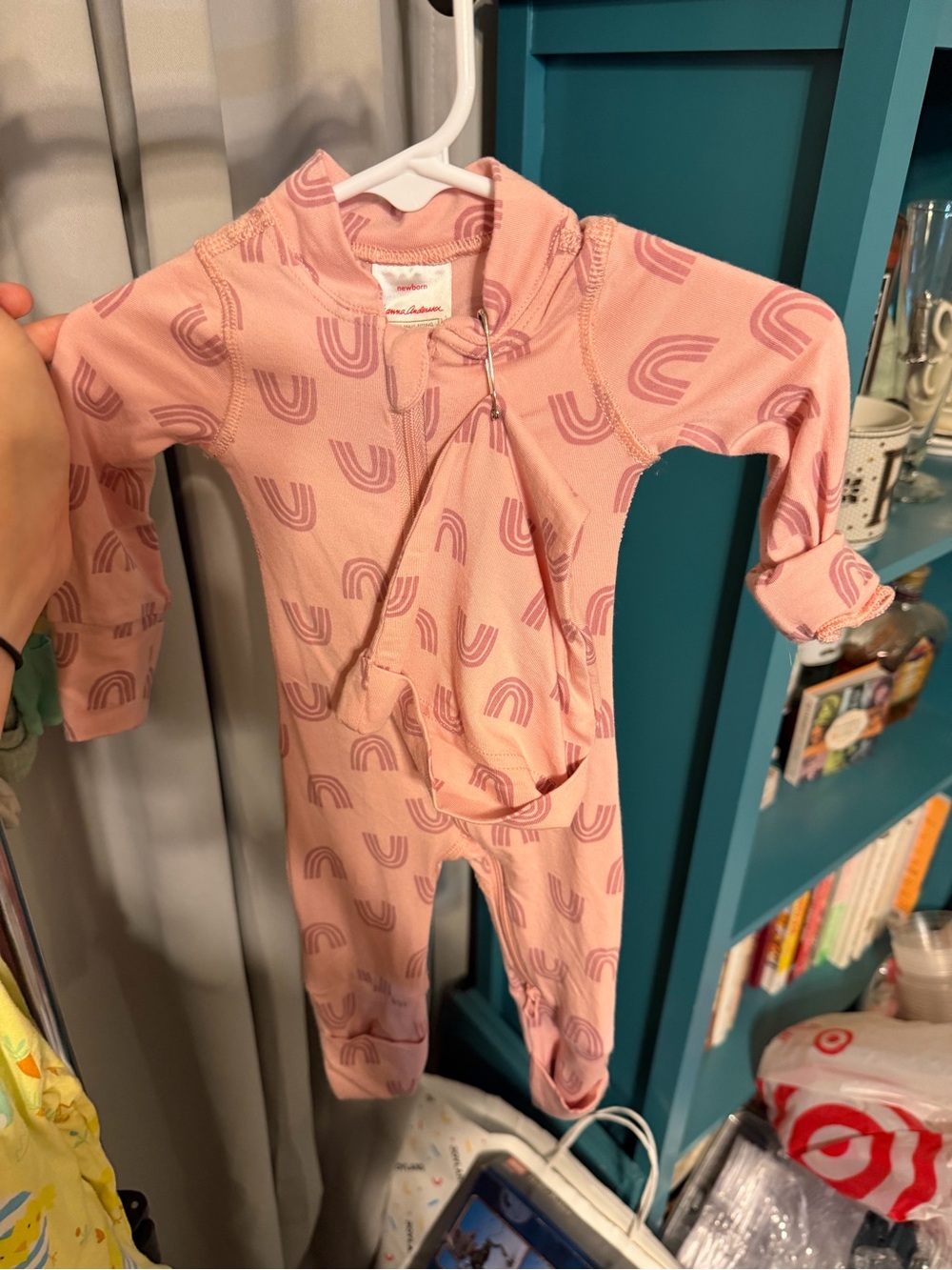 Hanna Andersonn “Hannah soft” Pink Rainbow-Print One-Piece Romper - Newborn